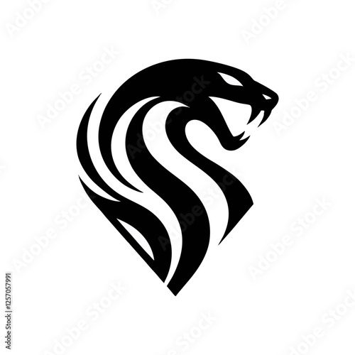 Snake cobra viper silhouette. engrave black icon on white background