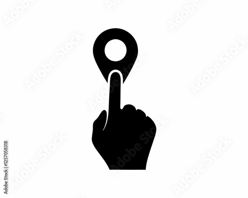 Creative Map Pin Location Icon or Logo Black Silhouette Vector Design