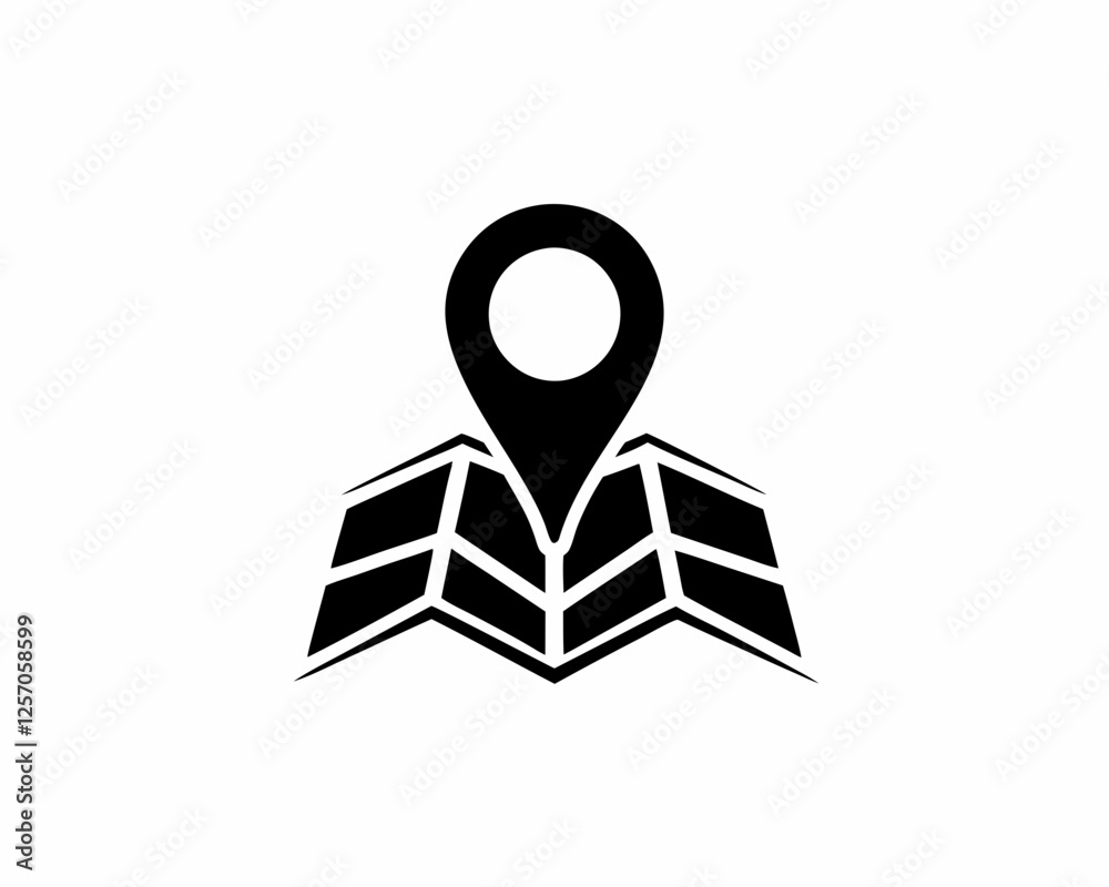 Creative Map Pin Location Icon or Logo Black Silhouette Vector Design Creative Map Pin Location Icon or Logo Black Silhouette Vector Design