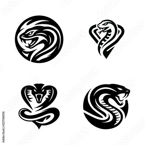 Snake cobra viper silhouette. engrave black icon on white background