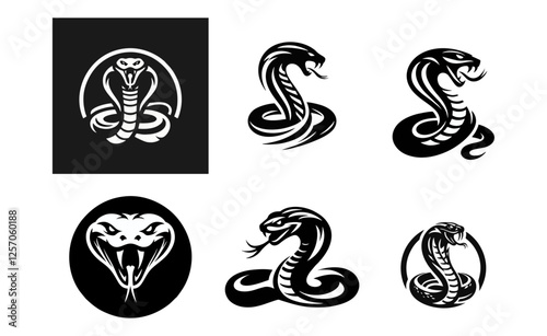 Snake cobra viper silhouette. engrave black icon on white background
