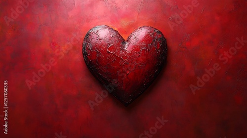 Dark Red Heart Romantic Textured Background. AI Generated