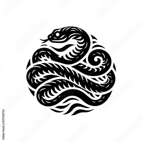 Snake cobra viper silhouette. engrave black icon on white background