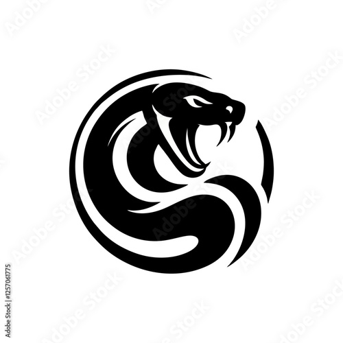 Snake cobra viper silhouette. engrave black icon on white background