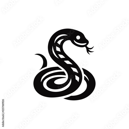 Snake cobra viper silhouette. engrave black icon on white background