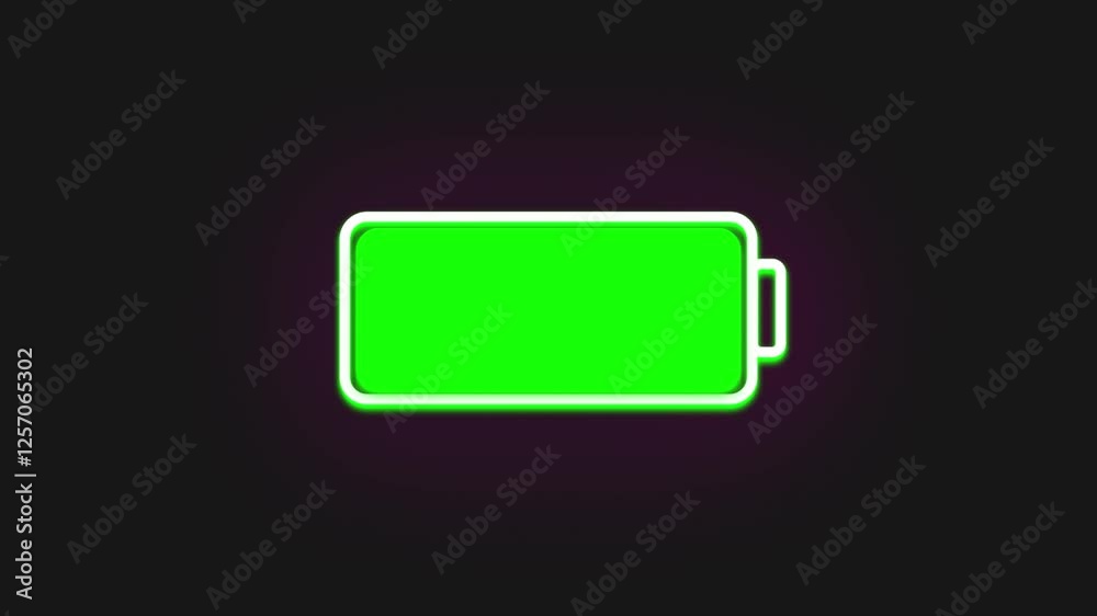 Glowing battery icon. Power and Electricity Emulator Full Charging Battery Animation. Glowing battery icon. Power and Electricity Emulator Full Charging Battery Animation.