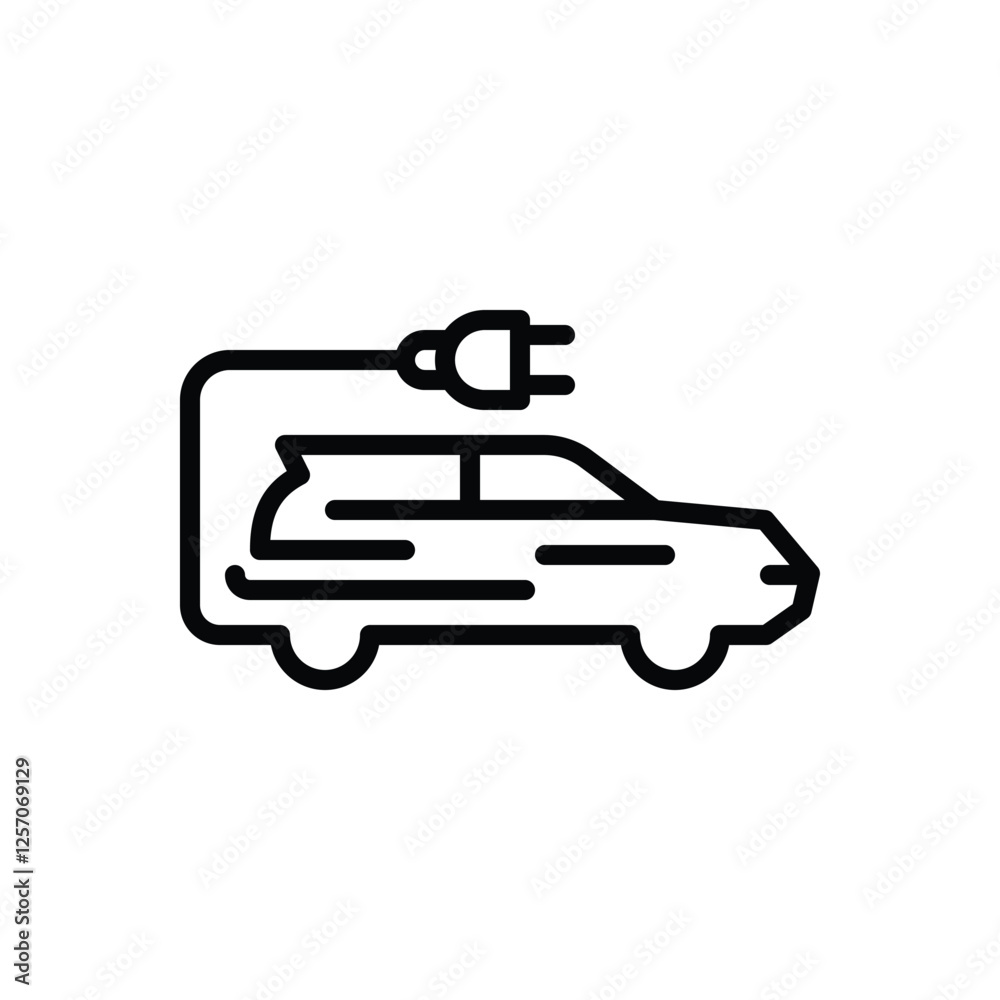Black line icon for electrical car Black line icon for electrical car