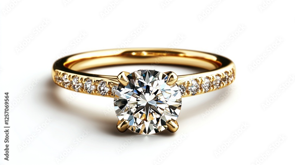 Golden engagement ring, studio shot, jewelry, accessory Golden engagement ring, studio shot, jewelry, accessory