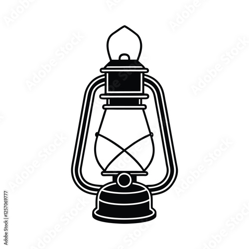 Antique kerosene lanterns silhouette vector illustration