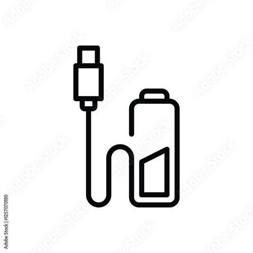 Black line icon for usb charging