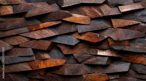 Abstract Dark Brown Wood Texture Irregular Shaped Wooden Pieces Background