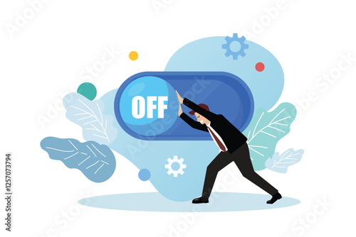 Businessman turn off switch