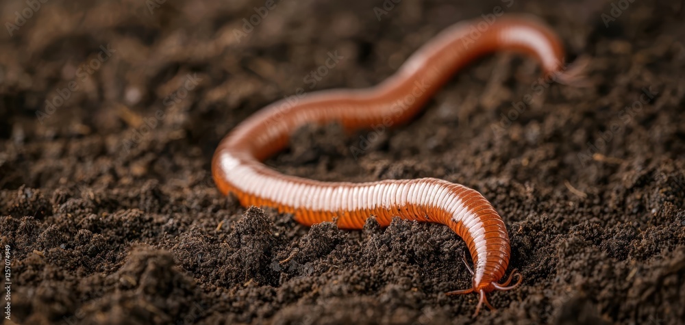 Close-up of earthworms wriggling through rich, dark soil, highlighting their role in soil health and nutrient recycling Close-up of earthworms wriggling through rich, dark soil, highlighting their role in soil health and nutrient recycling