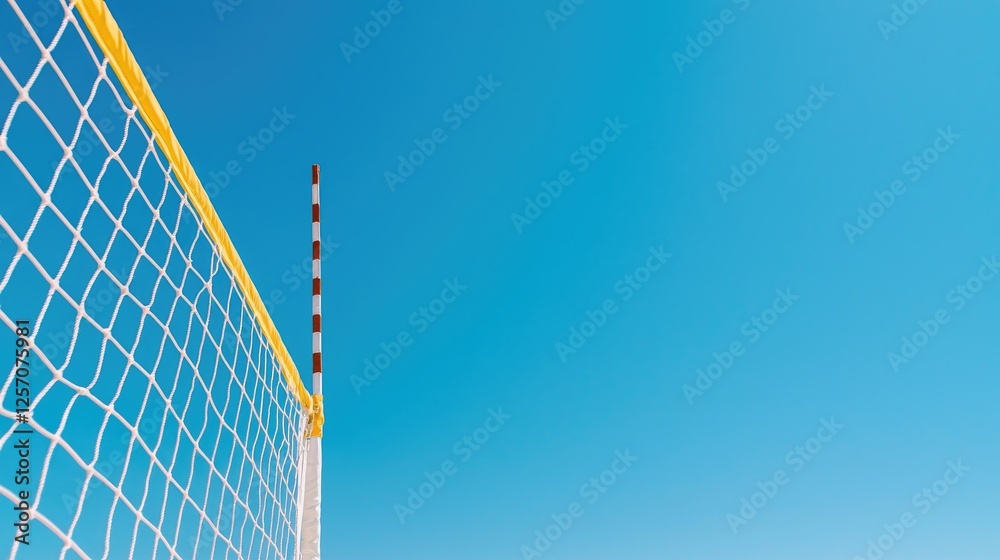 Beach Volleyball Net Against Clear Blue Sky Beach Volleyball Net Against Clear Blue Sky