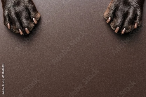 Perfectly framed dog paws in dual tones, contrasting beautifully with the deep brown background, a heartwarming representation of unity photo