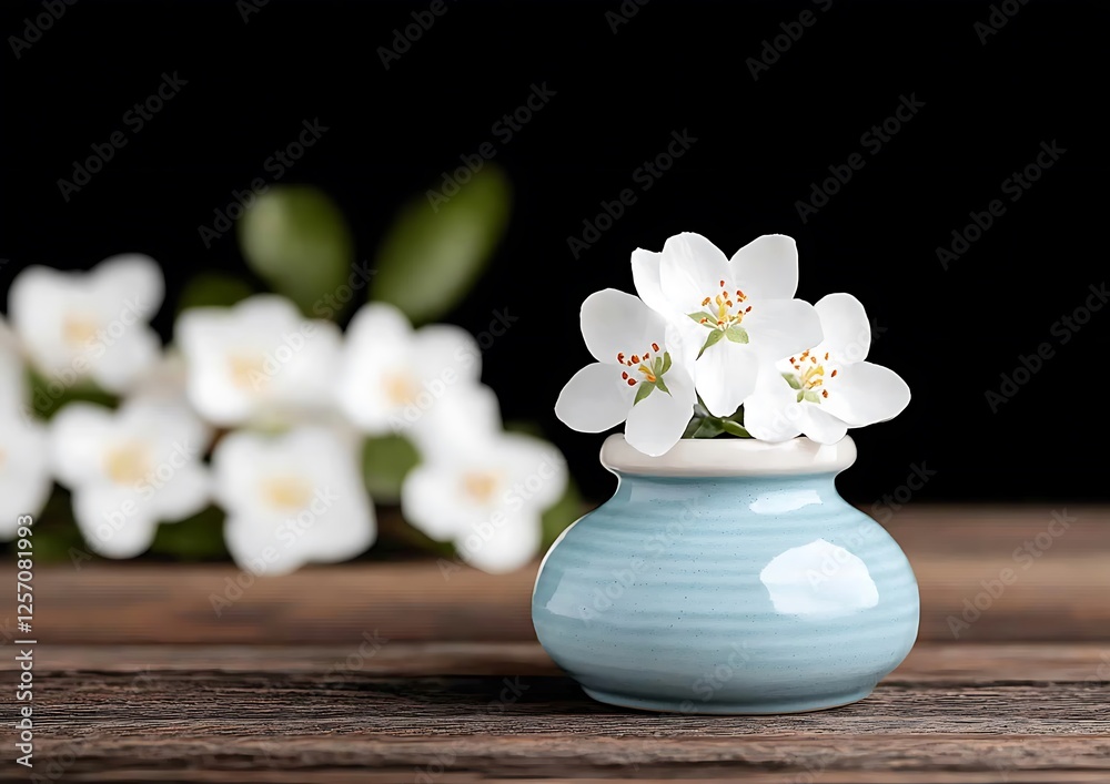 White flowers vase dark wood spring decor White flowers vase dark wood spring decor