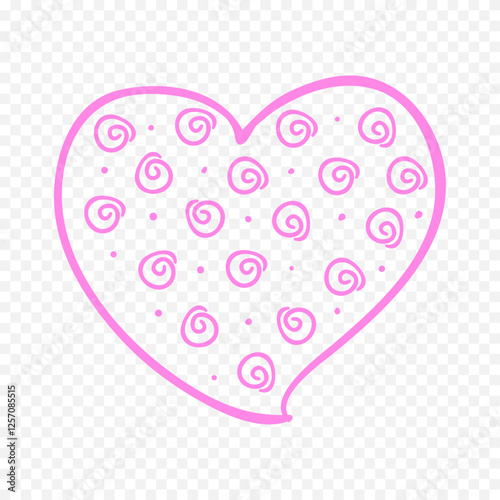 Doodle hand drawn heart drawing on white background