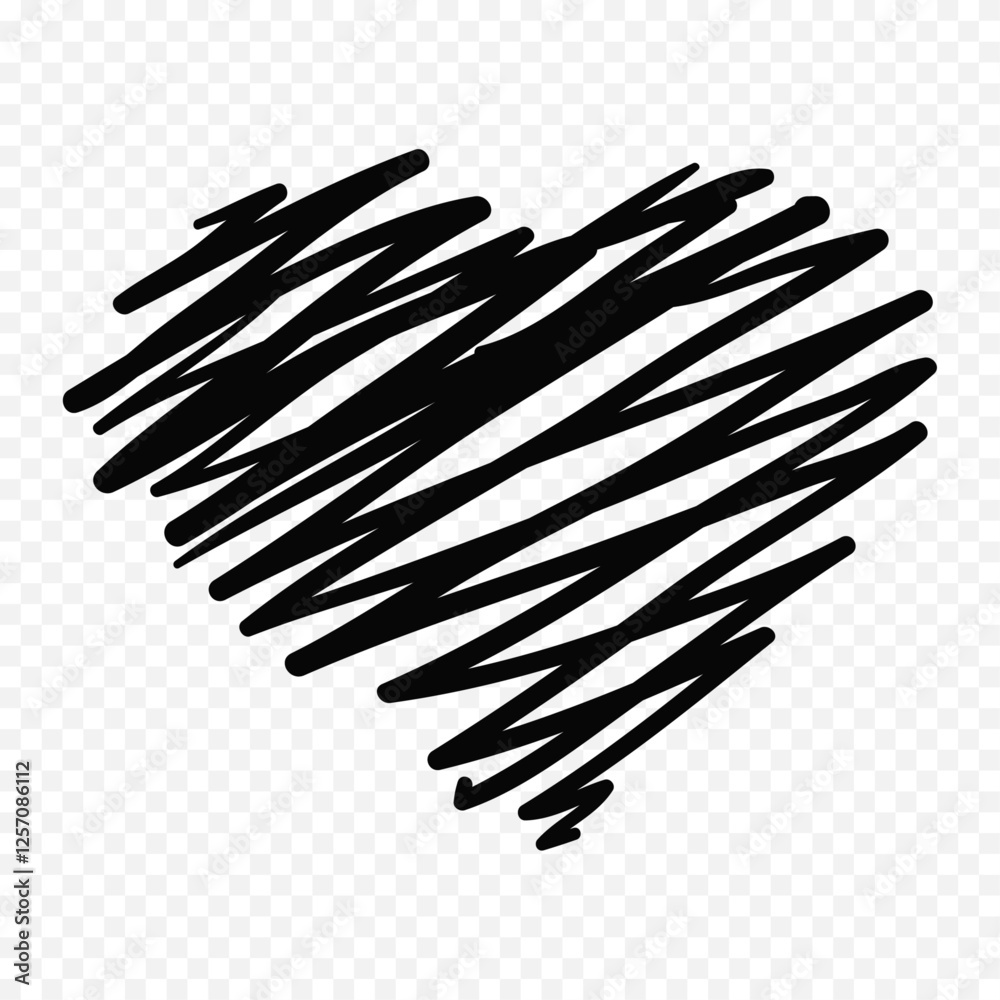 Fototapeta premium Doodle hand drawn heart drawing on white background