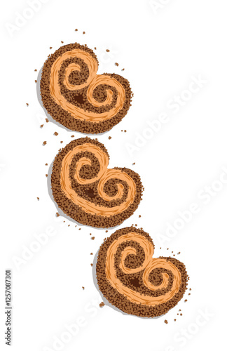 Delicious palmier cake with crumbs.bake Food cookies