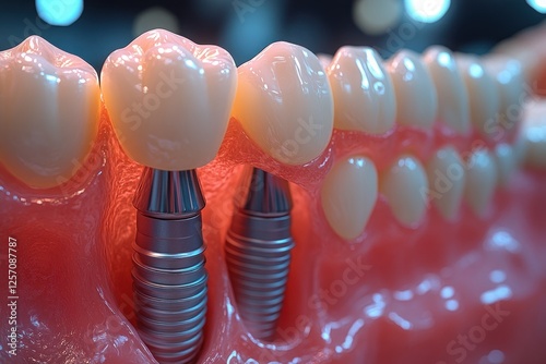 Dental Implant Screw Close-Up in Jawbone Detail Surgical Procedure photo