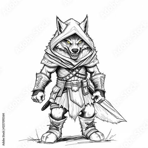 Wallpaper Mural Hand-Drawn wolf assasin character Torontodigital.ca