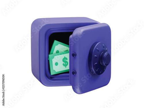 Secure Savings in a Digital Safe icon illustration 3d. Vault icon 3d render