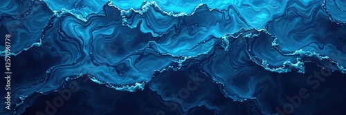 Intricate waves in the deep sea forming an intricate mosaic of blues and greens, sea, natural beauty