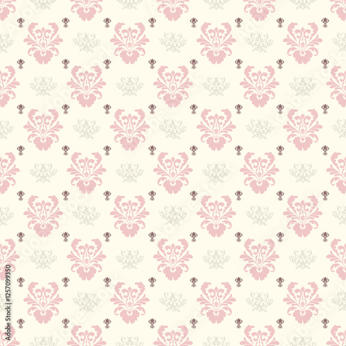 Wallpaper Mural Damask Pattern Background. Vector Illustration file download for print, printable, wallpaper, background, backdrop, decoration, textile, book cover, rugs and many projects. Torontodigital.ca