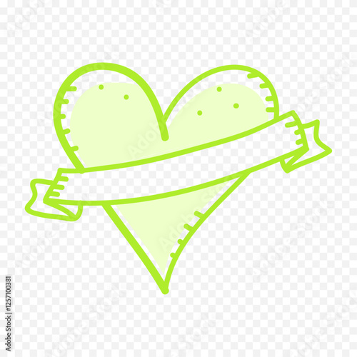Doodle hand drawn heart drawing on white background