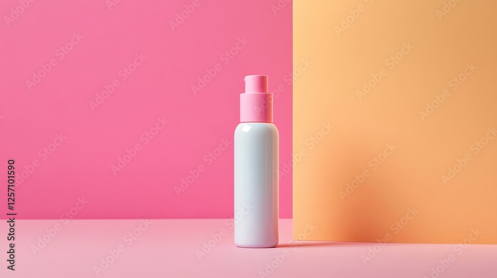 Stylish spray bottle on colorful background. Stylish spray bottle on colorful background.