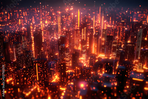 Wallpaper Mural A stunning cityscape illuminated by bright urban lights at night. Torontodigital.ca