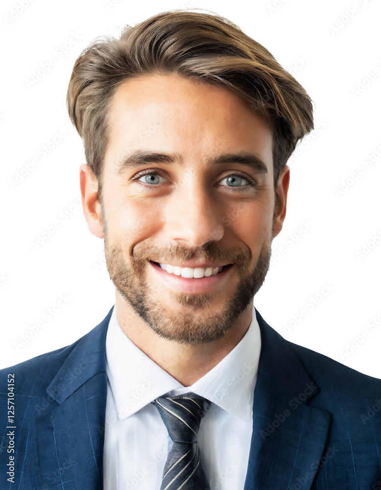 Portrait of only one Man. White Background. Portrait of only one Man. White Background.