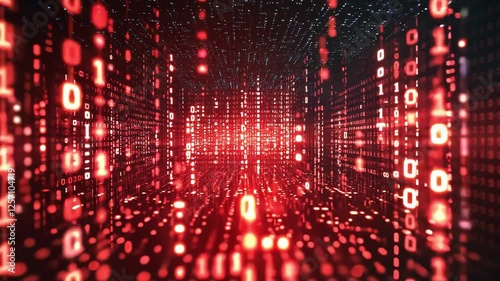 Wallpaper Mural Abstract digital background with red binary code flowing. Torontodigital.ca