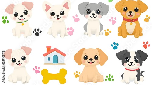 Cute Kawaii Dog Clip Art Set