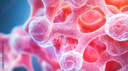 Collagen Type II and Joint Health Concepts, glowing molecular representation of collagen in vibrant colors