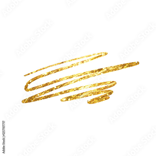 Gold glitter scribble line, hand drawn