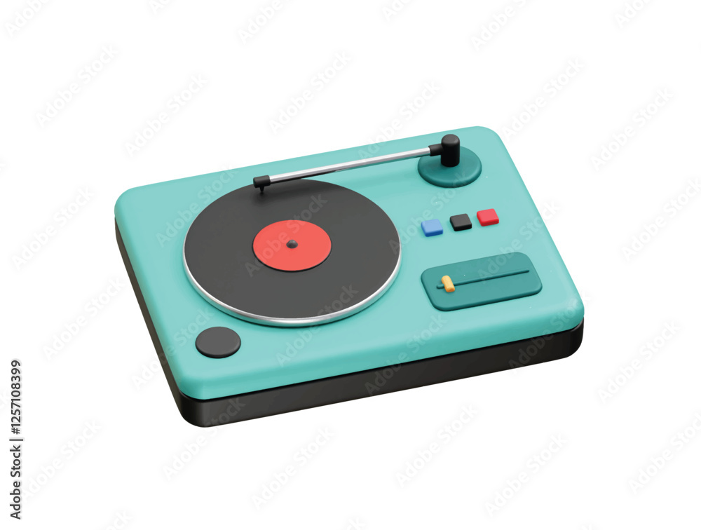 Turntable 3D Render icon. Vinyl record icon 3d rendering illustration Turntable 3D Render icon. Vinyl record icon 3d rendering illustration