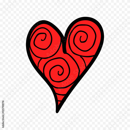 Doodle hand drawn heart drawing on white background