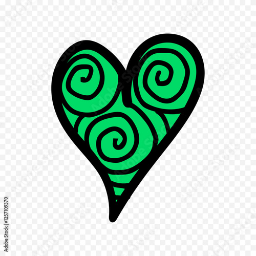 Doodle hand drawn heart drawing on white background