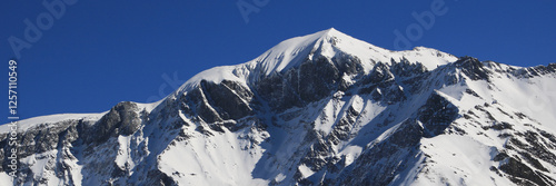 Piz Segnas in winter seen from Elm, Switzerland.