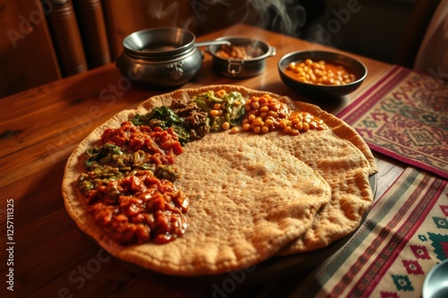 Ethiopian Food Platter with Injera Bread