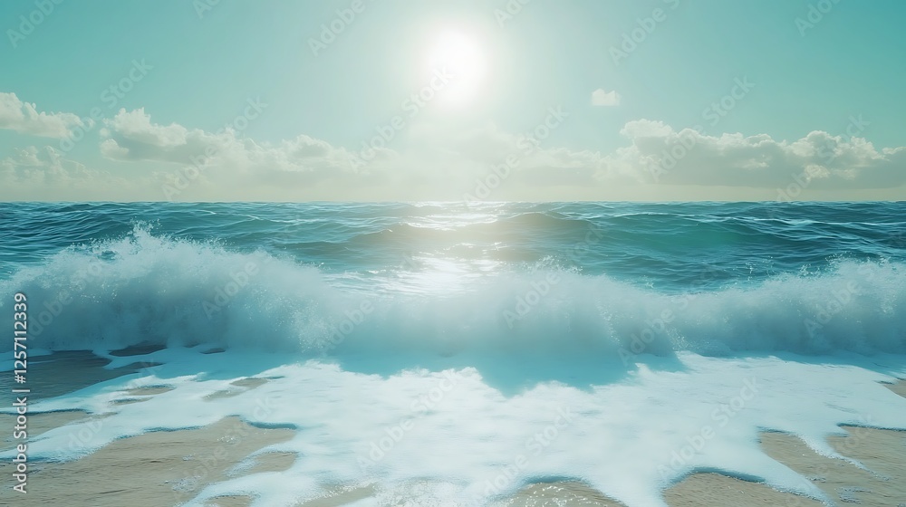 Fototapeta premium Glamorous coastal living room stunning crashing waves breathtaking ocean vibes