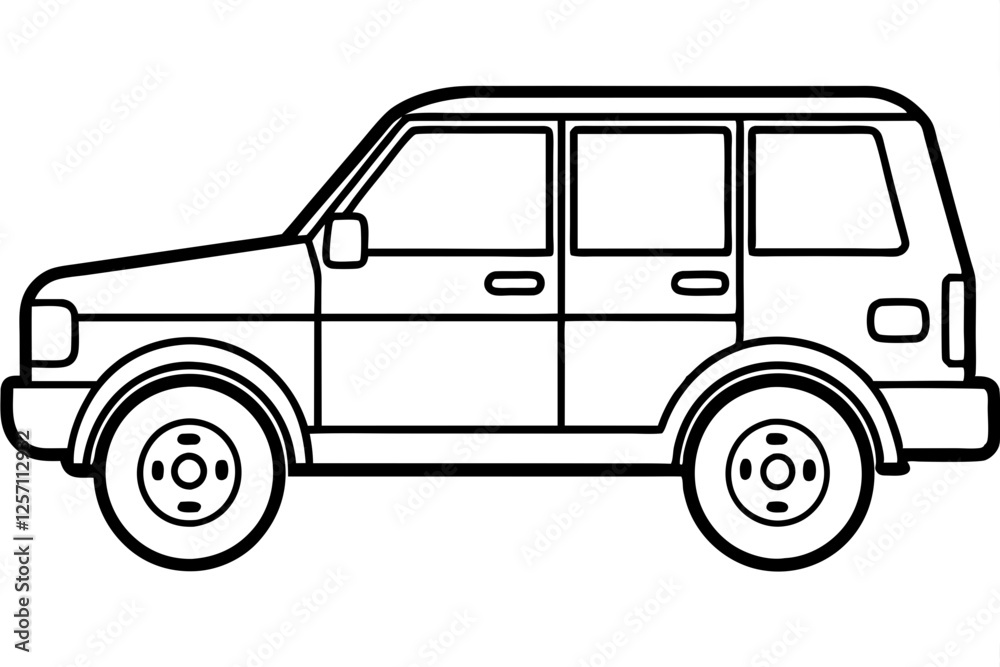 SUV Outline Vector Sketch