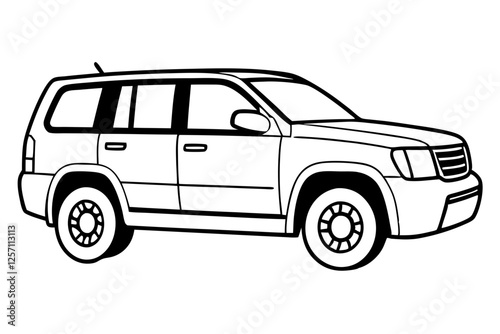 SUV Outline Vector Sketch