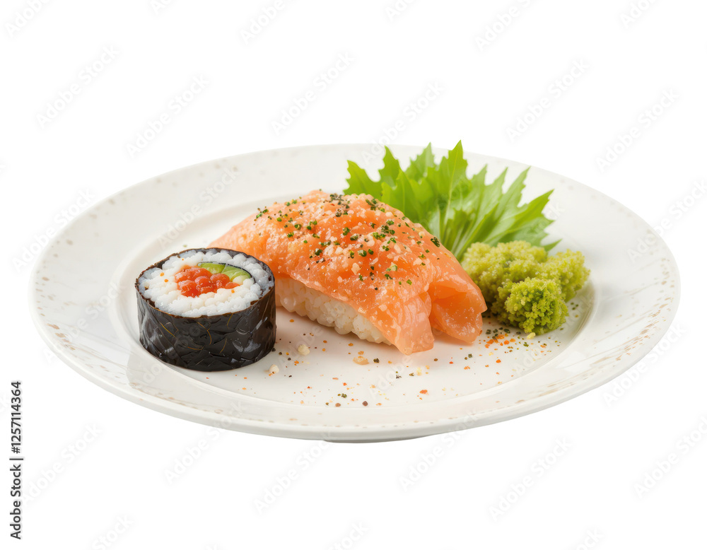 close up of sushi pieces. A typical Japanese food made from rice wrapped in nori with various kinds of fillings. isolated on transparent or white background close up of sushi pieces. A typical Japanese food made from rice wrapped in nori with various kinds of fillings. isolated on transparent or white background