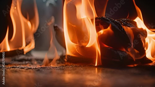 炎、木が燃えるイメージ、焚き火