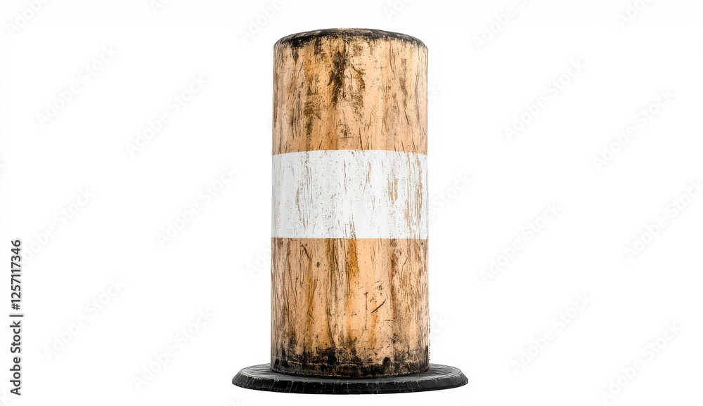 Naklejka premium Reflective Roadside Marker with Cylindrical Design and Weathered Texture