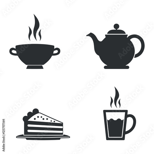 food and drink icons, restaurant menu symbols, mealtime vector set