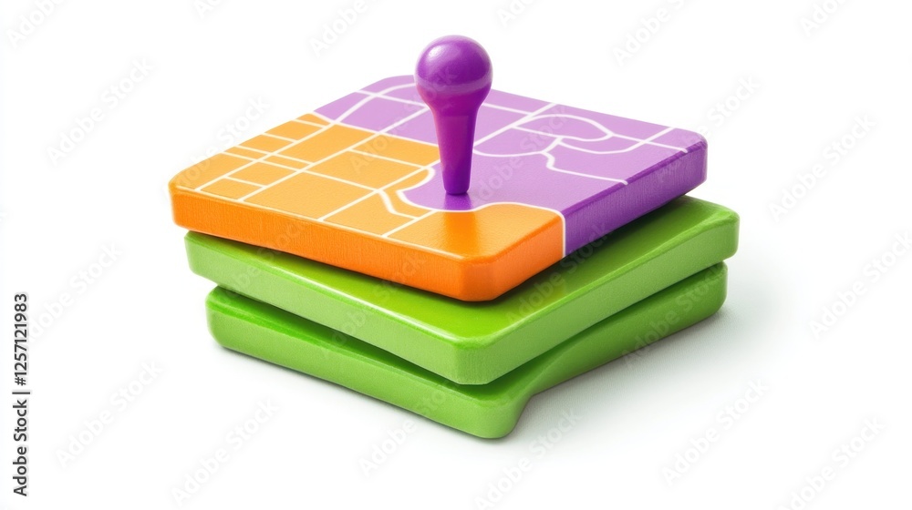 Location pin on stacked maps; navigation concept Location pin on stacked maps; navigation concept