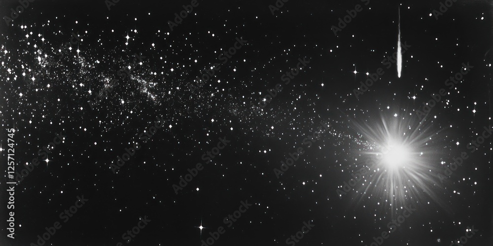 Obraz premium Night Sky Celestial Event Bright Star And Meteor